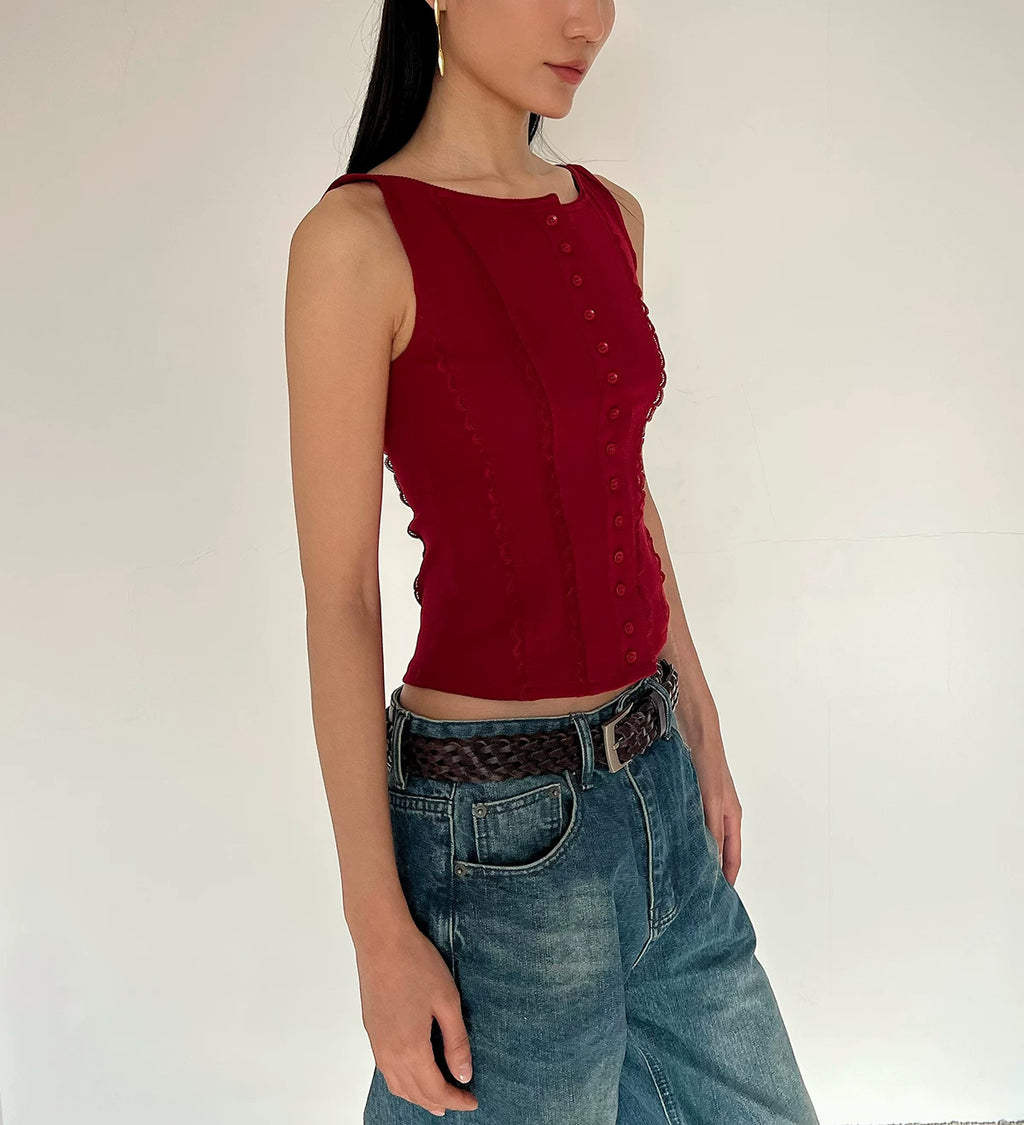 Contour Button Cotton Tank
