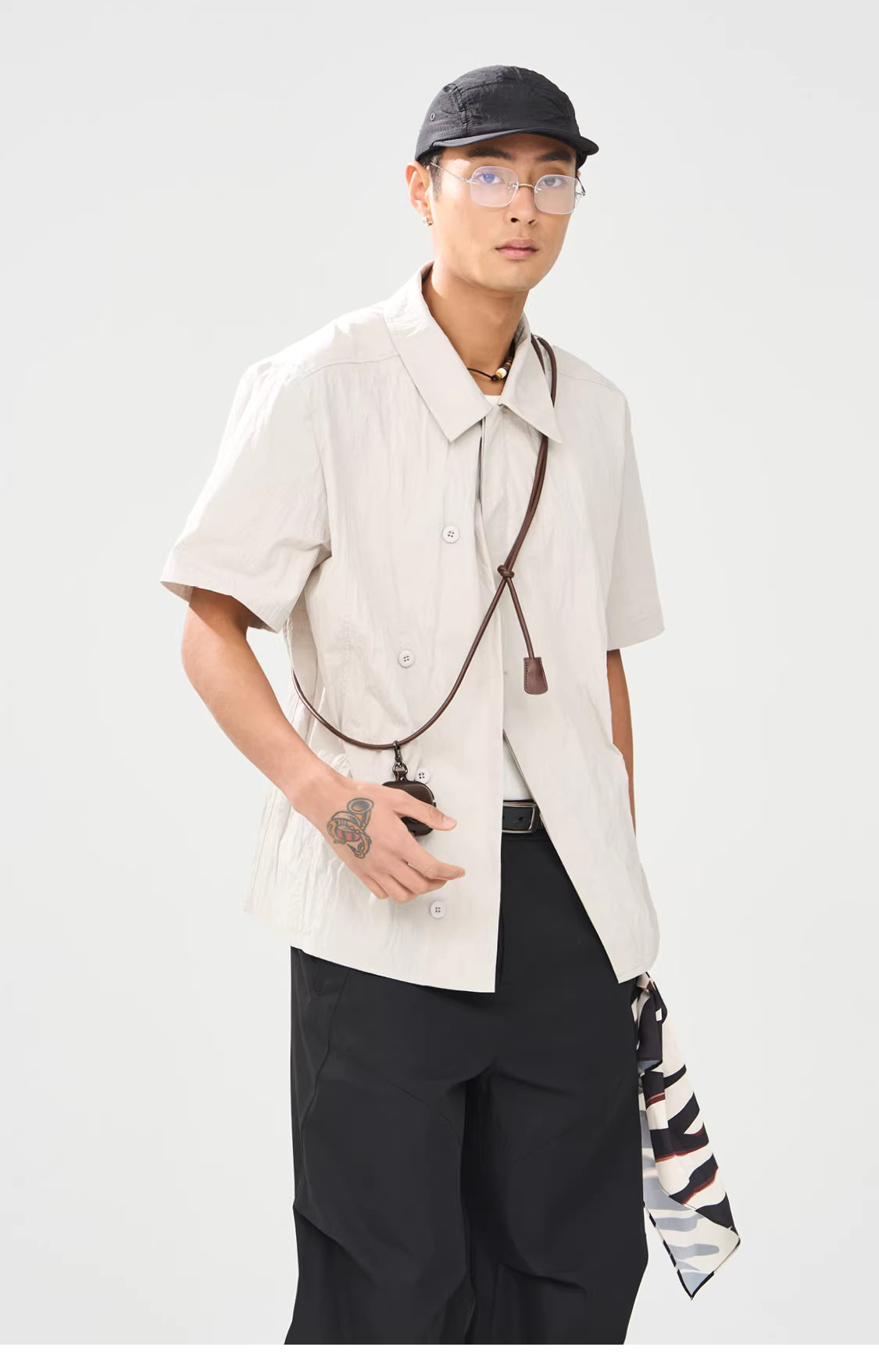 Technical Asymmetric Double-Breasted Shirt