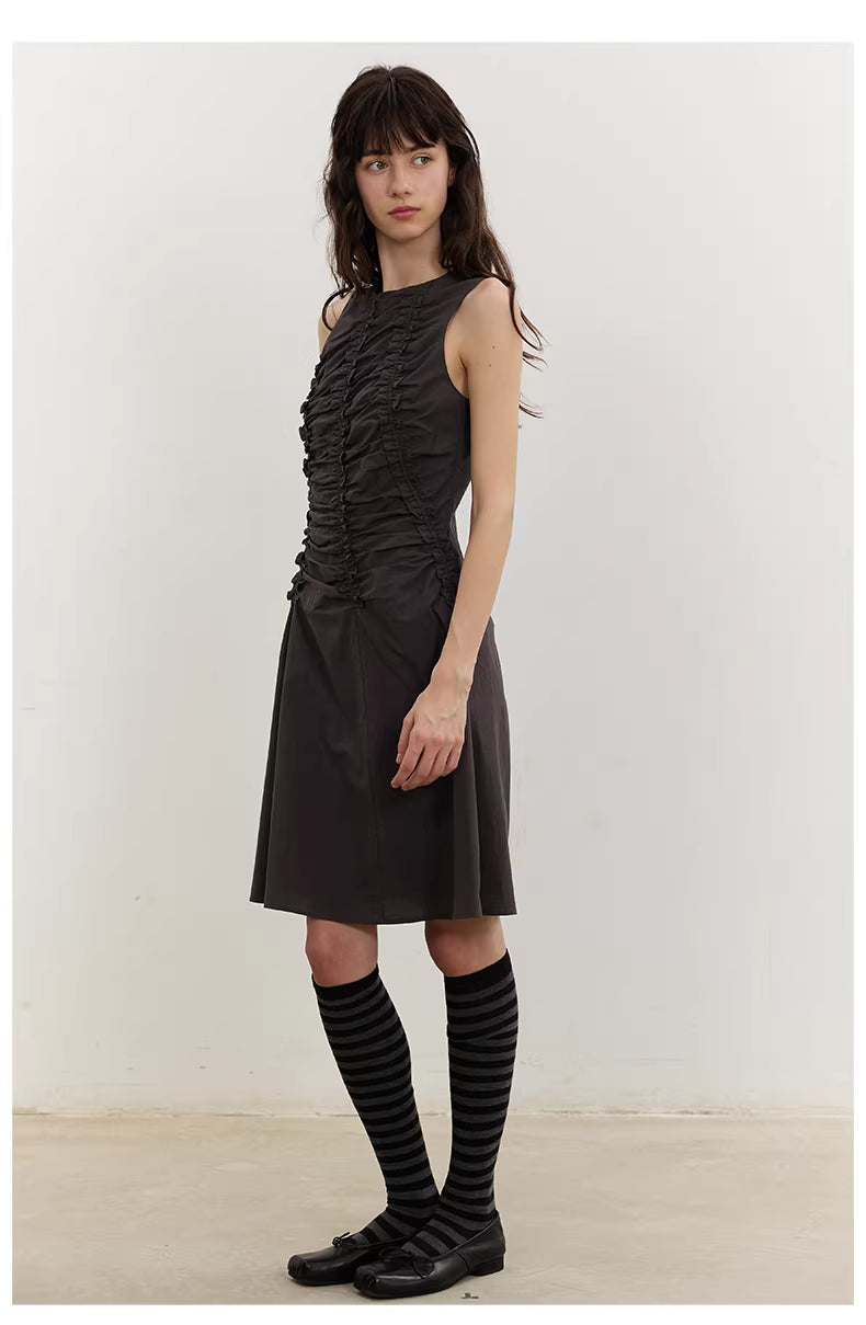 Arbour Ruched Column Dress in White or Black Ink