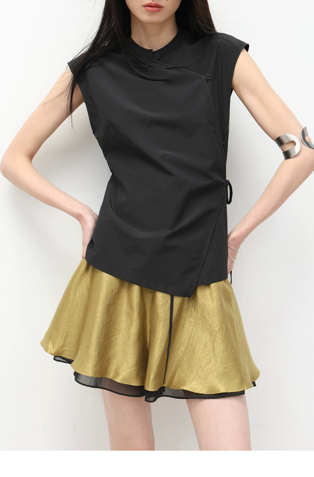 Asymmetric Wrap Sleeveless Top