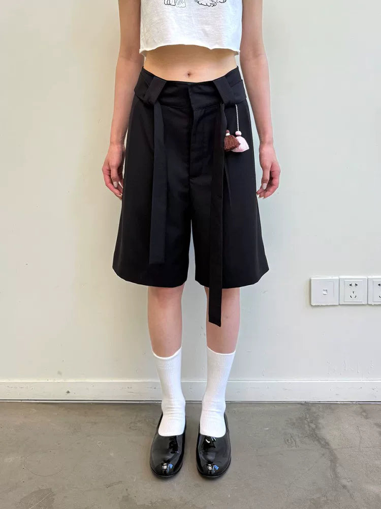 Soft Utility Wool Blend Suit Shorts