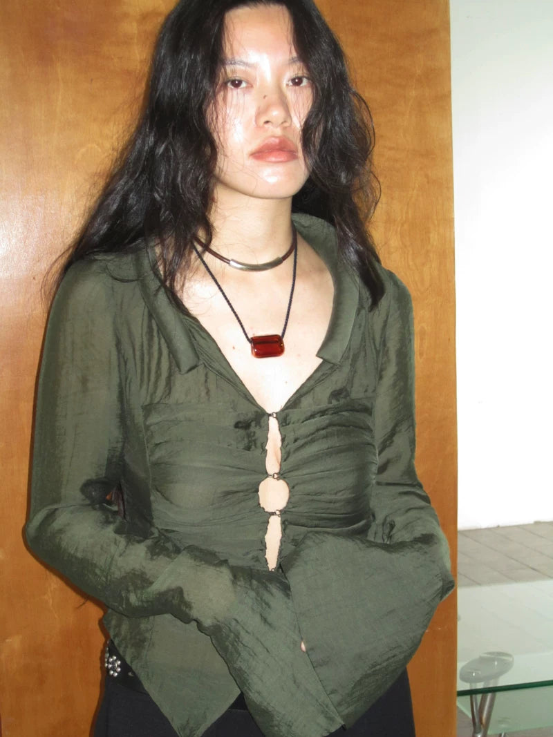 Ring-Link Sheer Blouse