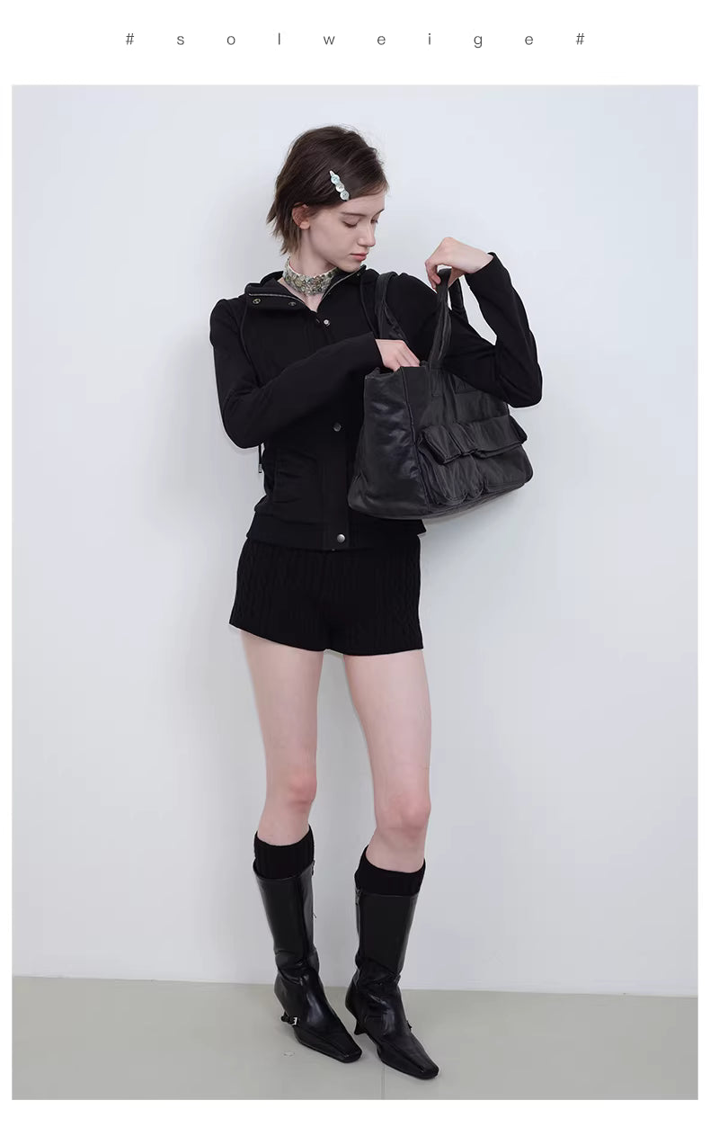 Apex Sculpt Hooded Jacket in Black Ink or Coffee