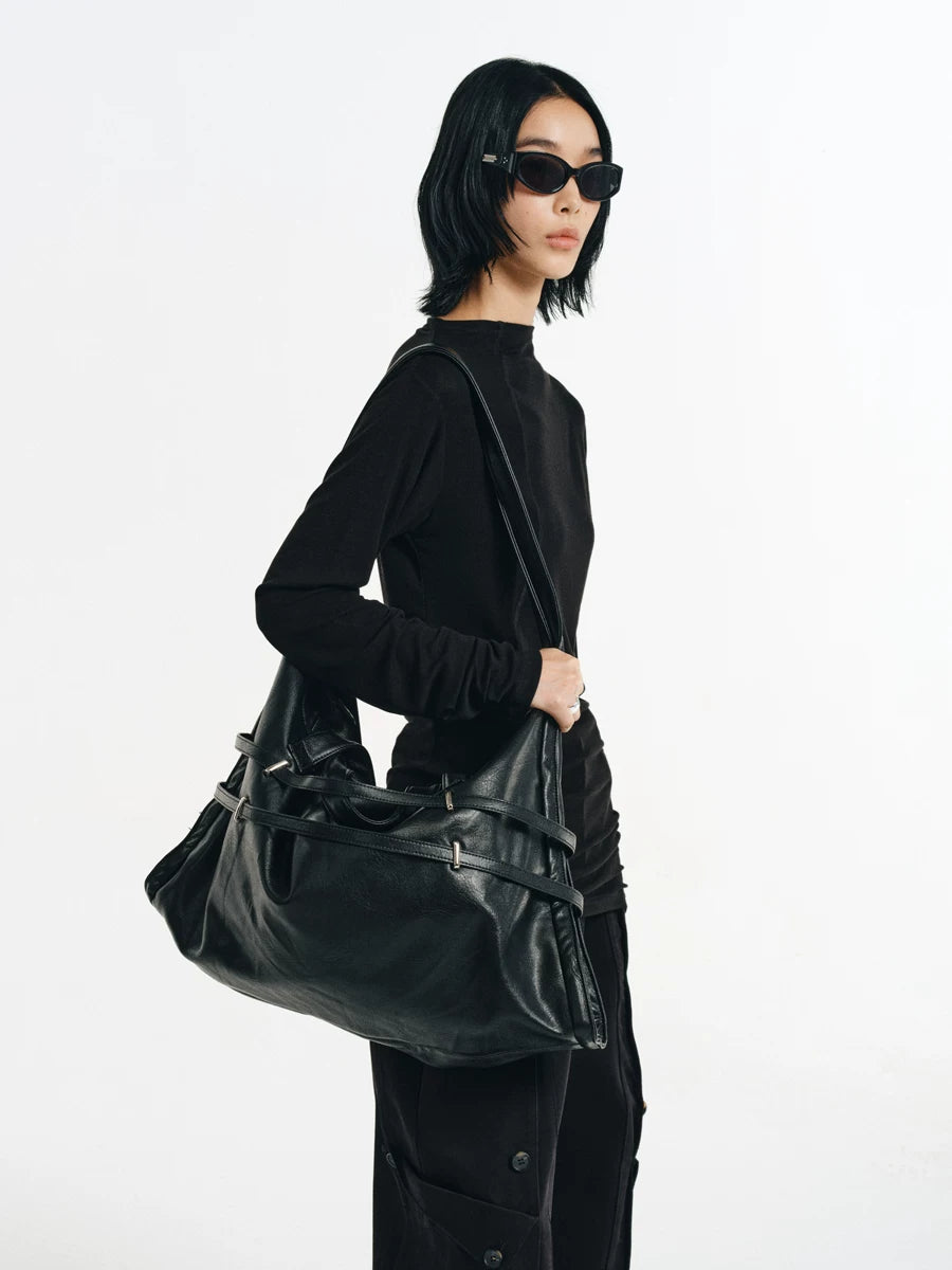 Strapped Buckle Soft-Structure Shoulder Bag
