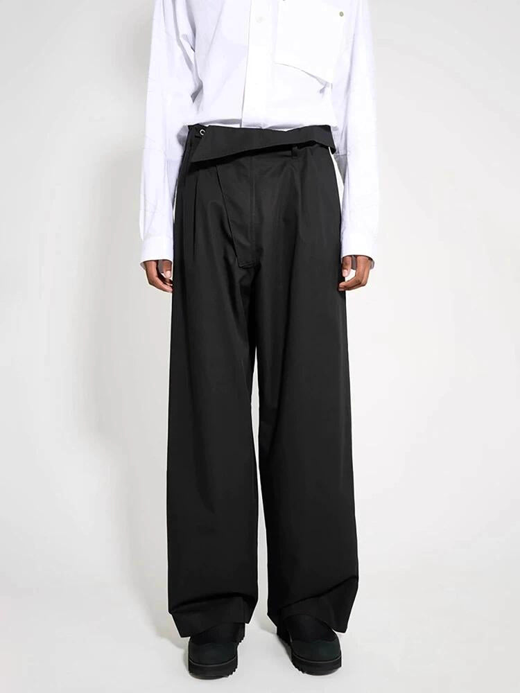 Architectural Drape Pants with Waist Overlap