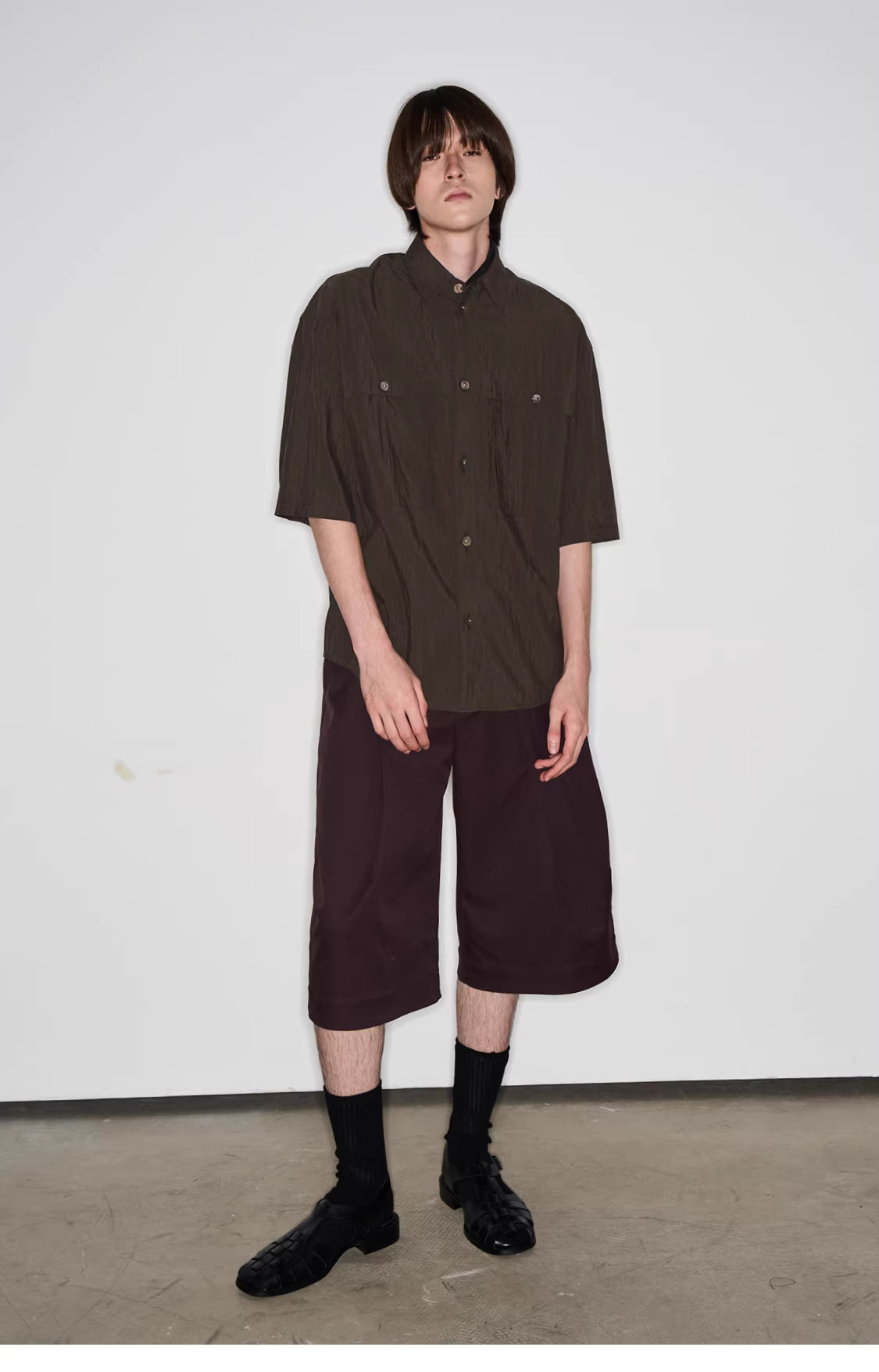 Fluid State Lapel Collar Button-Up Shirt
