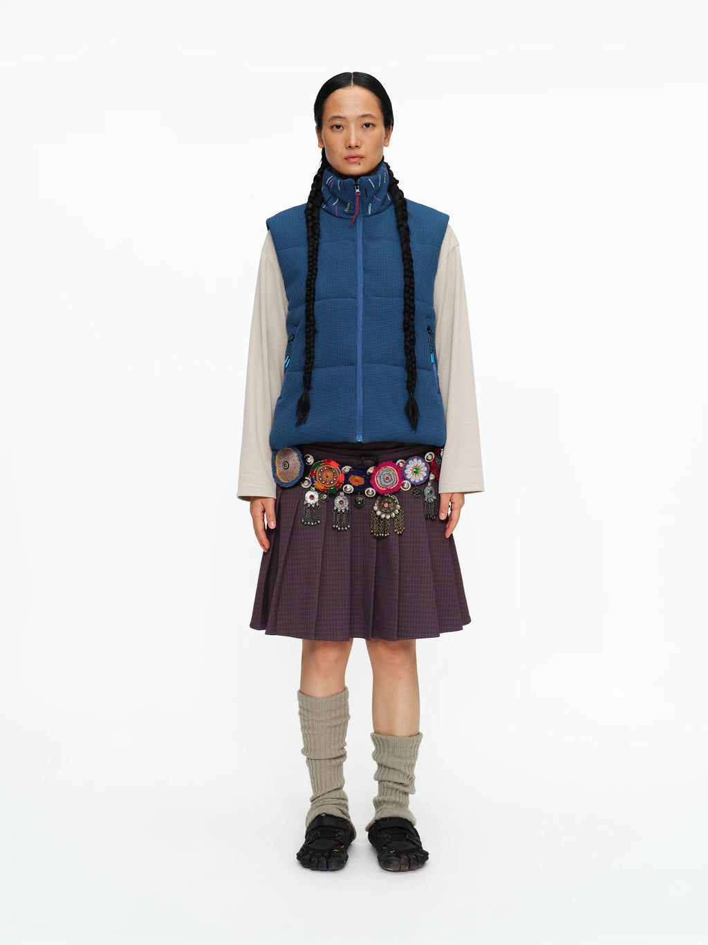 Scatter Stitch Waffle Vest in Prussian Blue