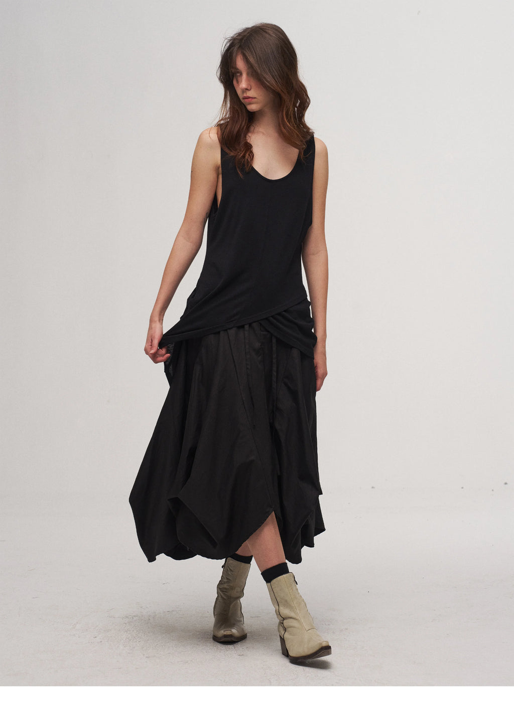Fluid Draped Skirt Pants