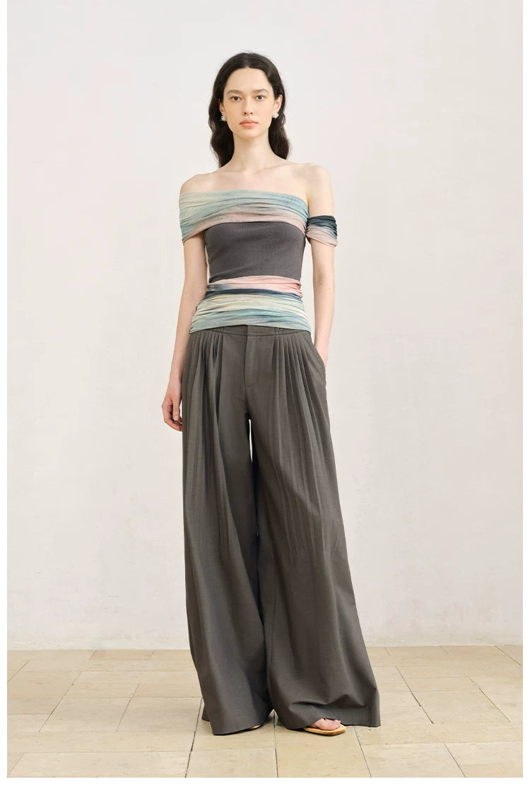 One-Shoulder Art Star Mesh Top