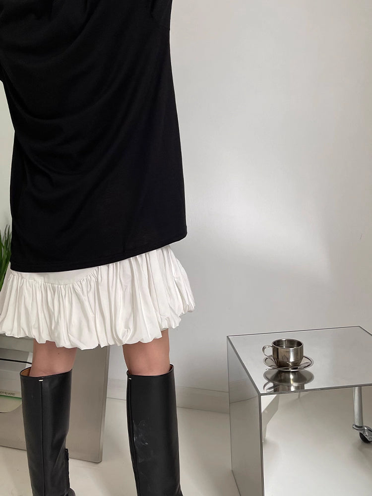 Bubble Skirt in White and Black Ink