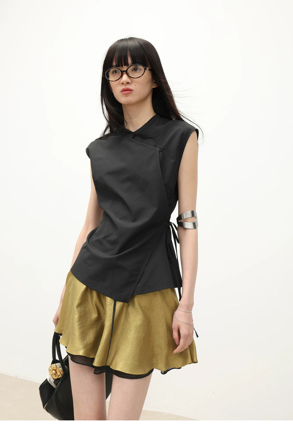 Asymmetric Wrap Sleeveless Top