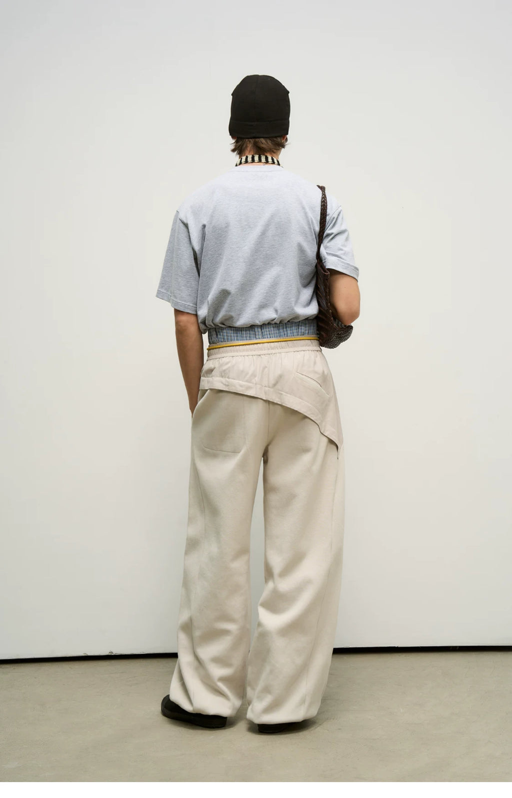 Layered Piqué Wide-Leg Trousers