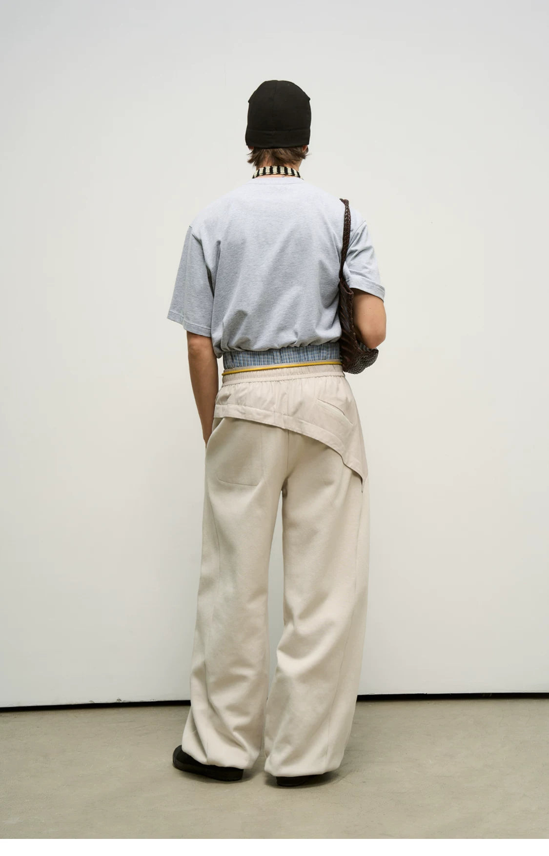 Layered Piqué Wide-Leg Trousers