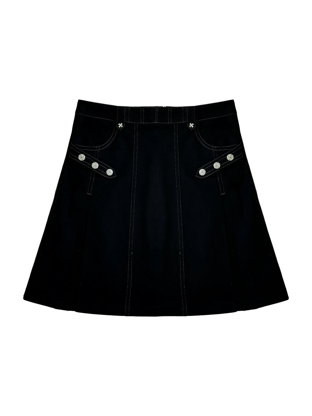 Silver Hardware Pleated Midi-Skirt