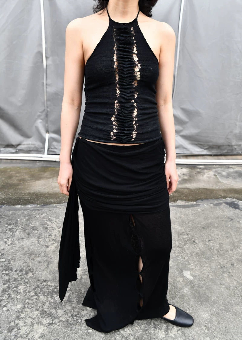 Hand-Knit Spine Halter Top