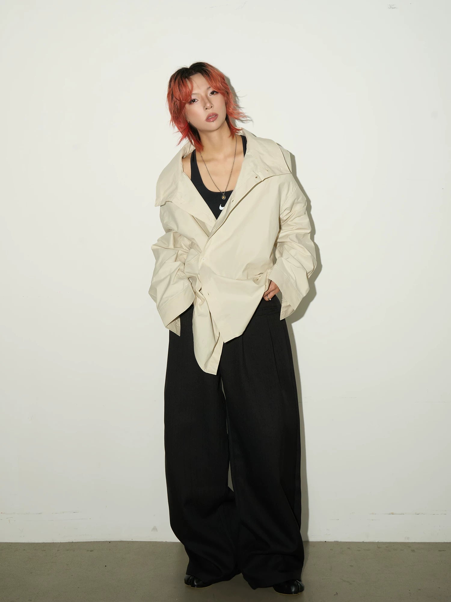 Stand Collar Oversized Shirt
