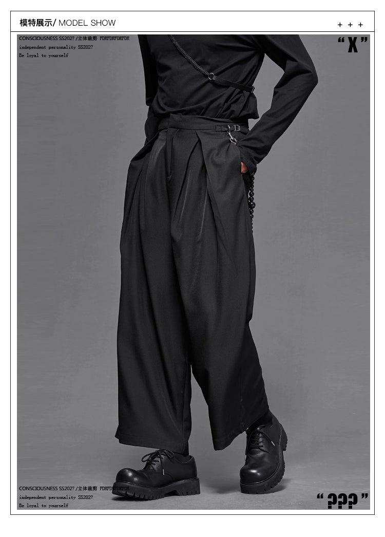 Pleated Trousers with Adjustable Waist