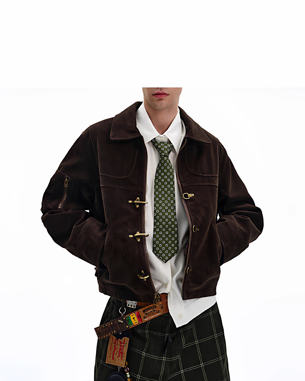 Croc-Clasp Suede Bomber