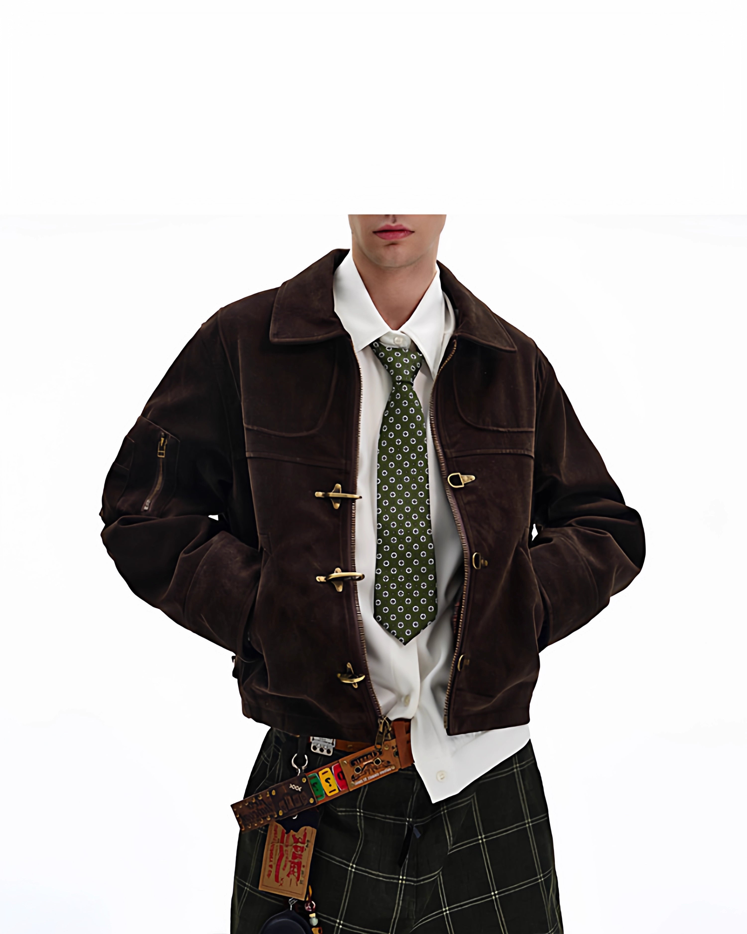 Croc-Clasp Suede Bomber