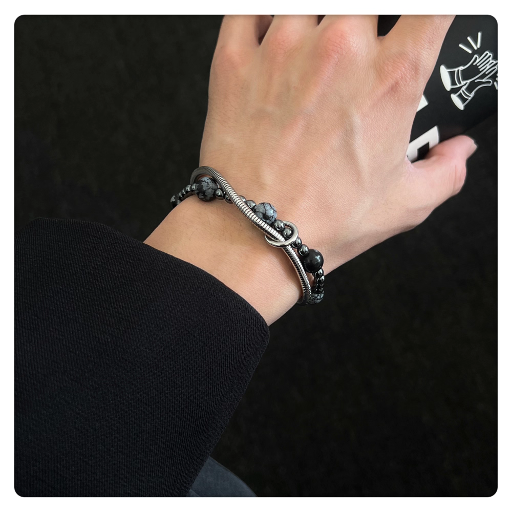 Obsidian Coil Double Wrap Bracelet