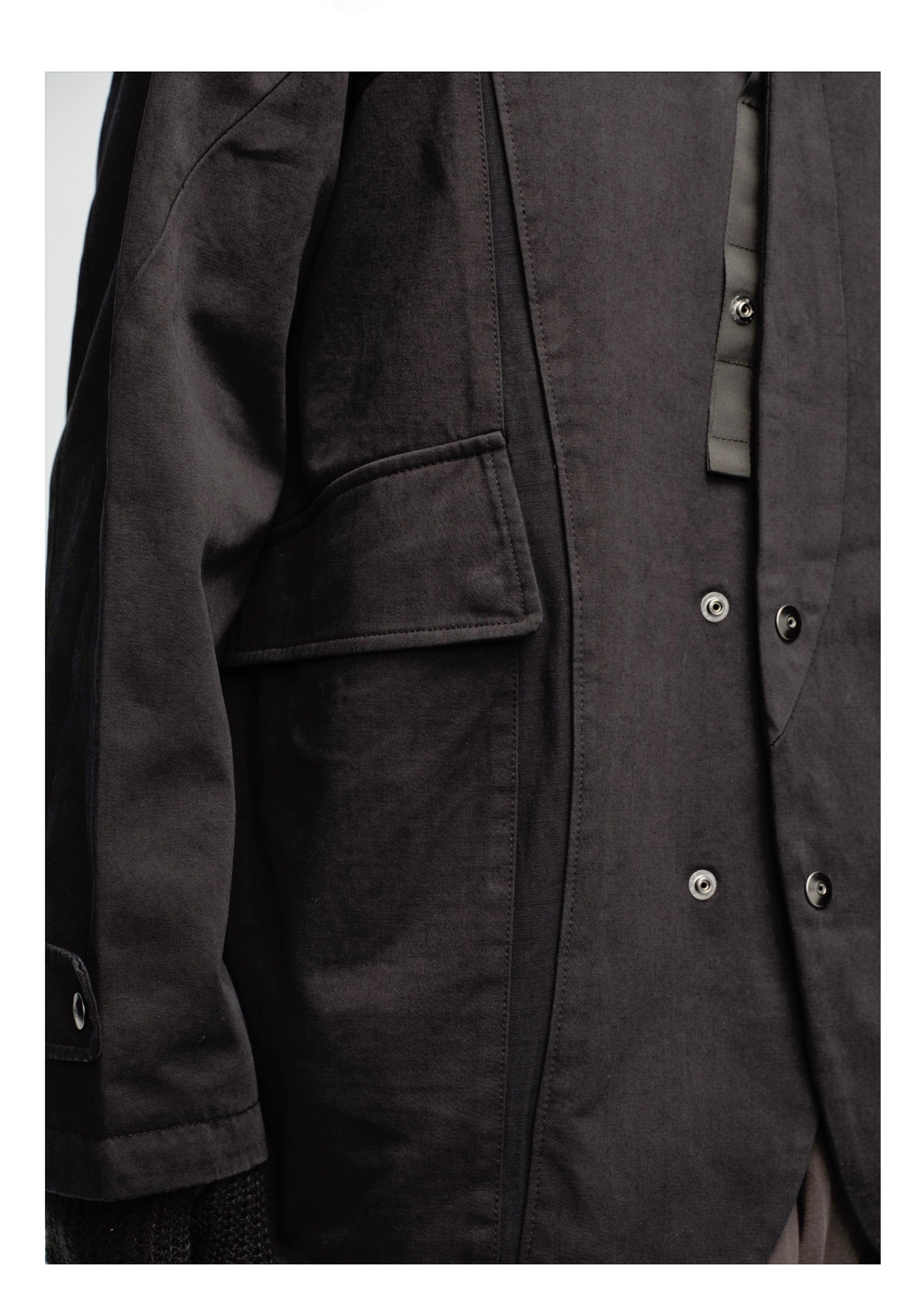 Stand Collar Washed Panel Cleanfit Casual Jacket