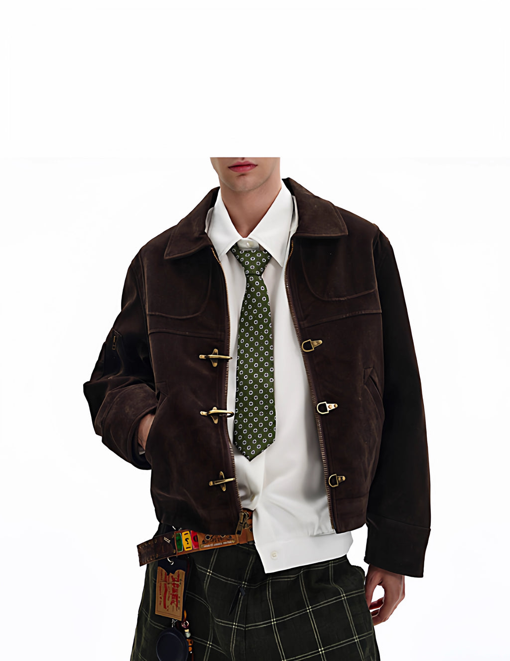 Croc-Clasp Suede Bomber