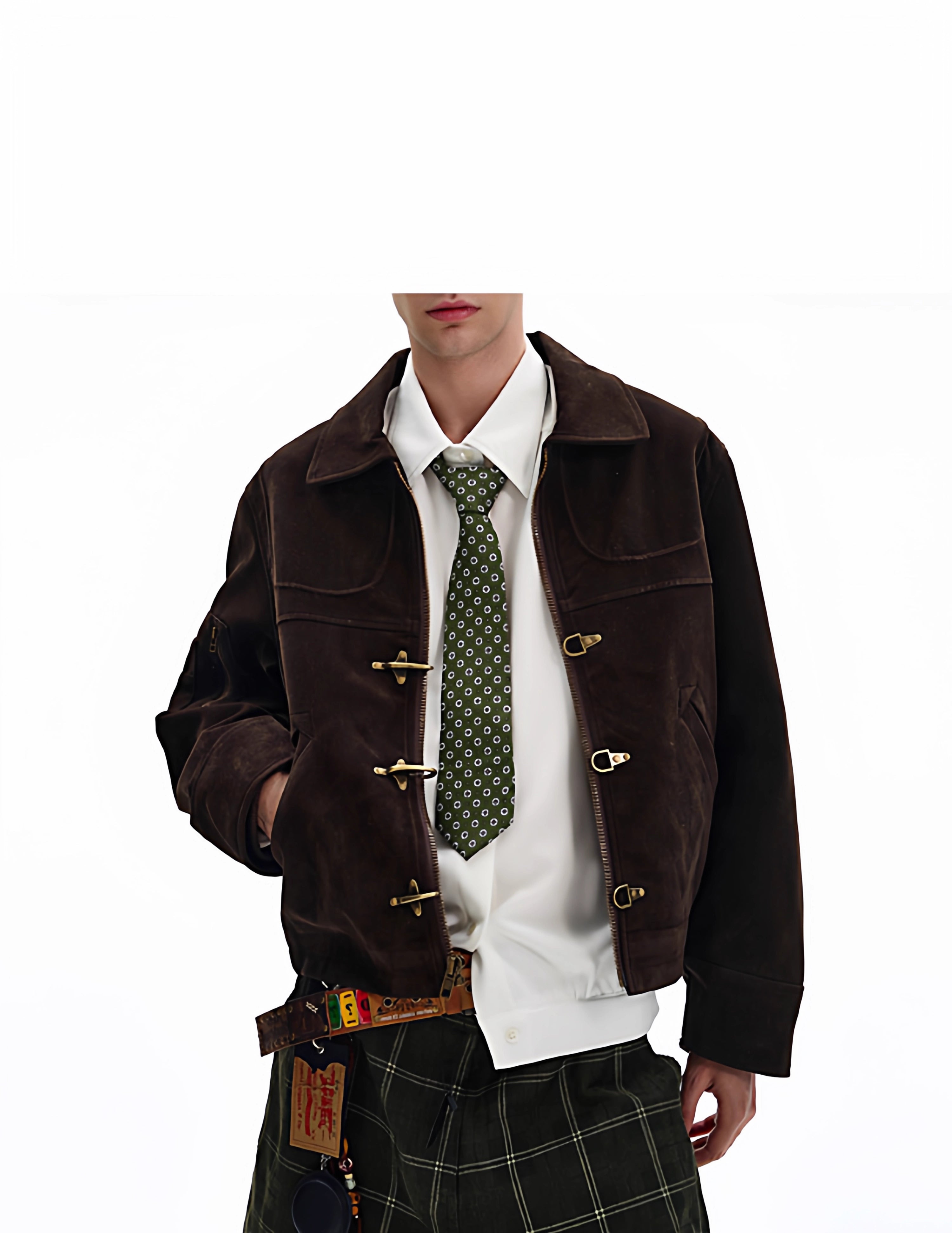 Croc-Clasp Suede Bomber