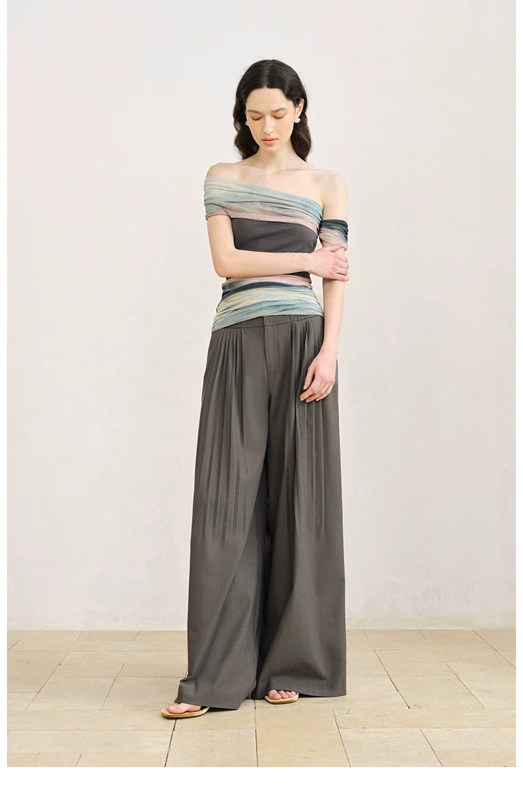 One-Shoulder Art Star Mesh Top