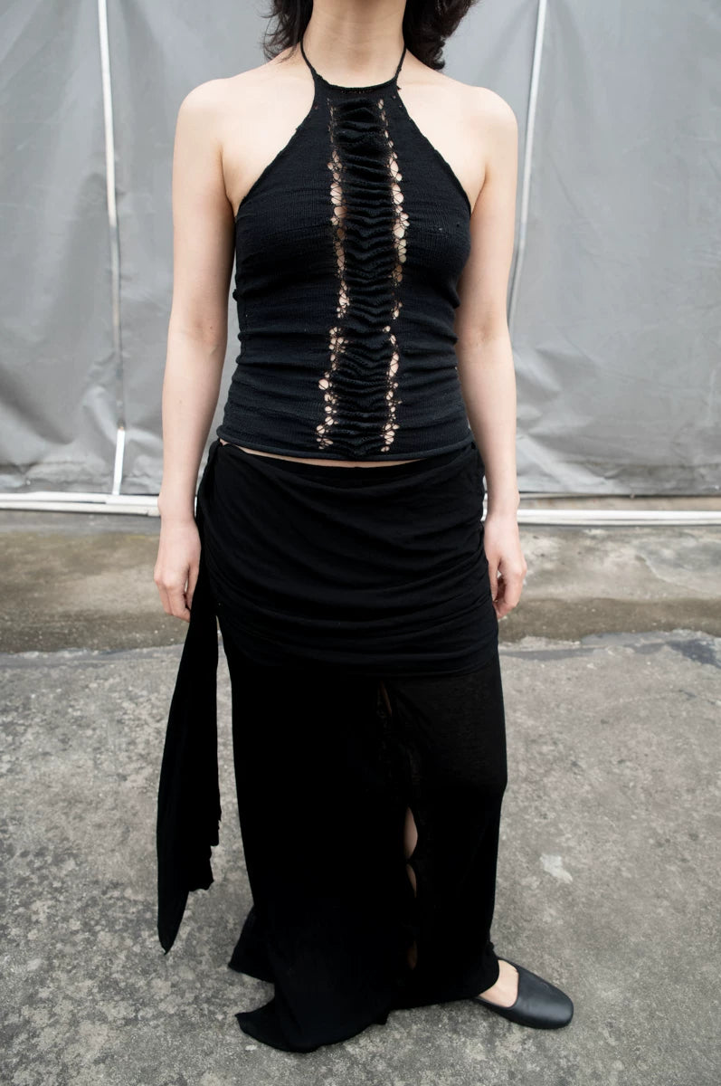 Hand-Knit Spine Halter Top