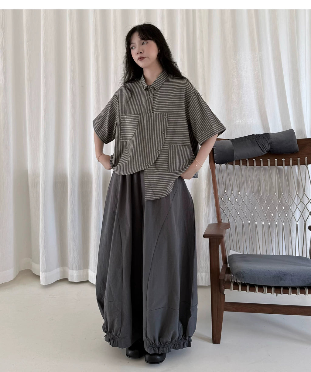 Gathered Balloon Wide-Leg Trousers