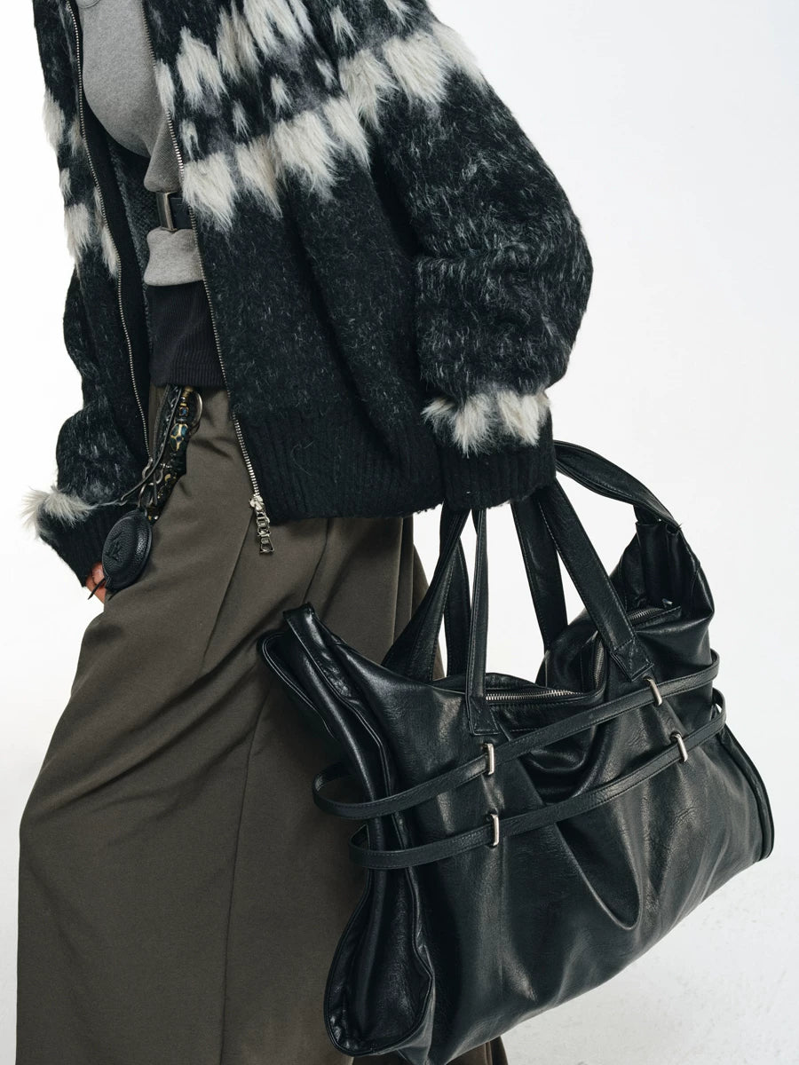 Strapped Buckle Soft-Structure Shoulder Bag