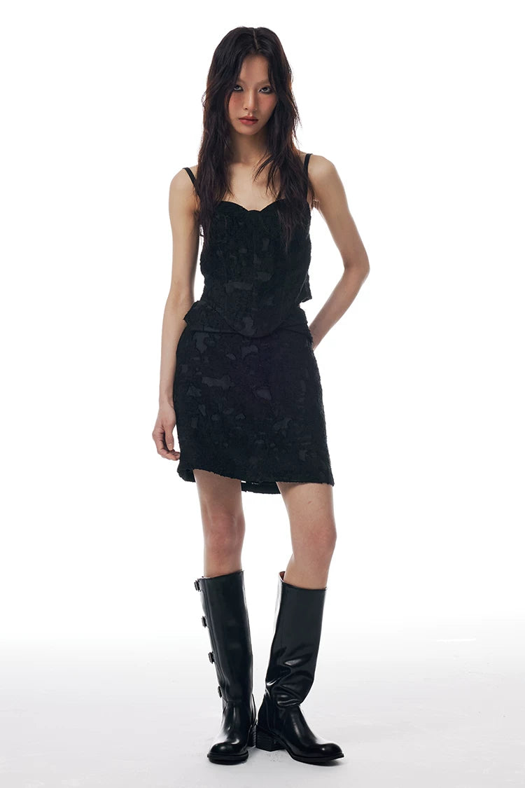 Lace Jacquard Corset & Mini Skirt Set