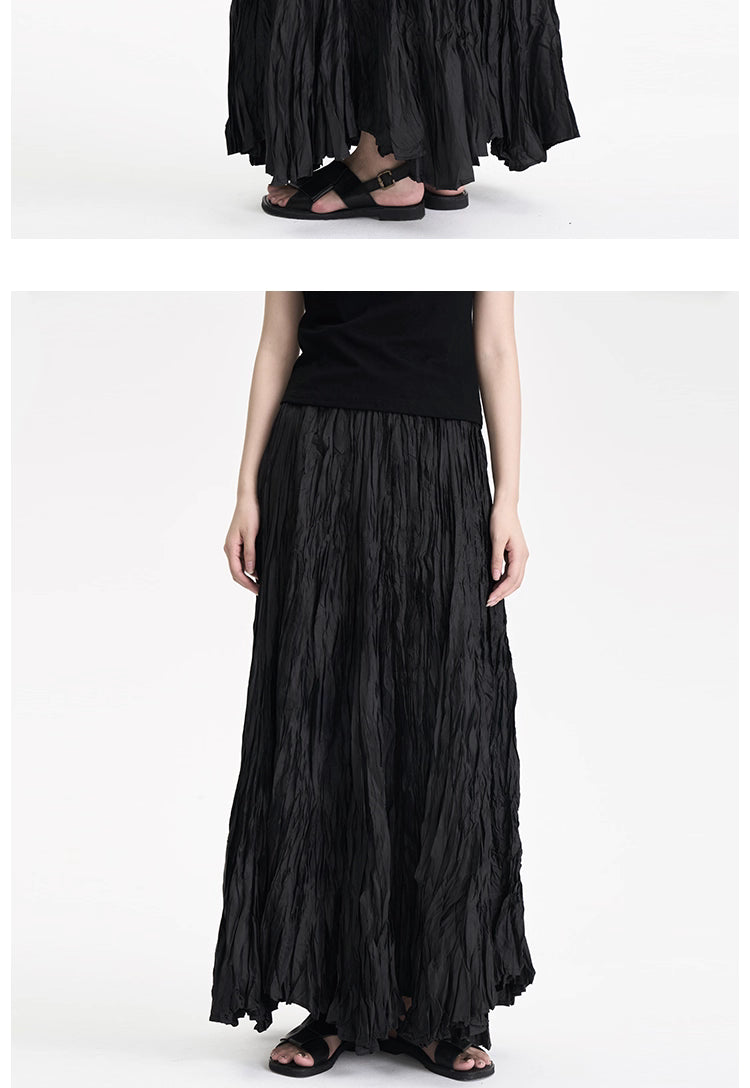 Crinkle Maxi Skirt in Black Ink