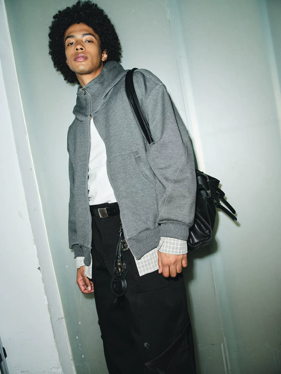 Detachable Plaid Layer Hoodie