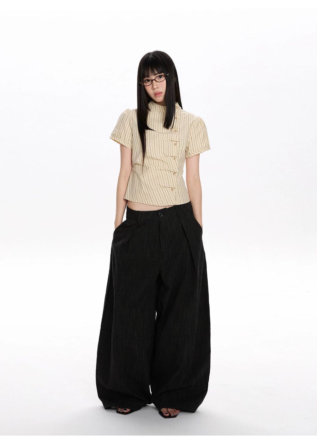 Pinstripe Tie-Back Shirt