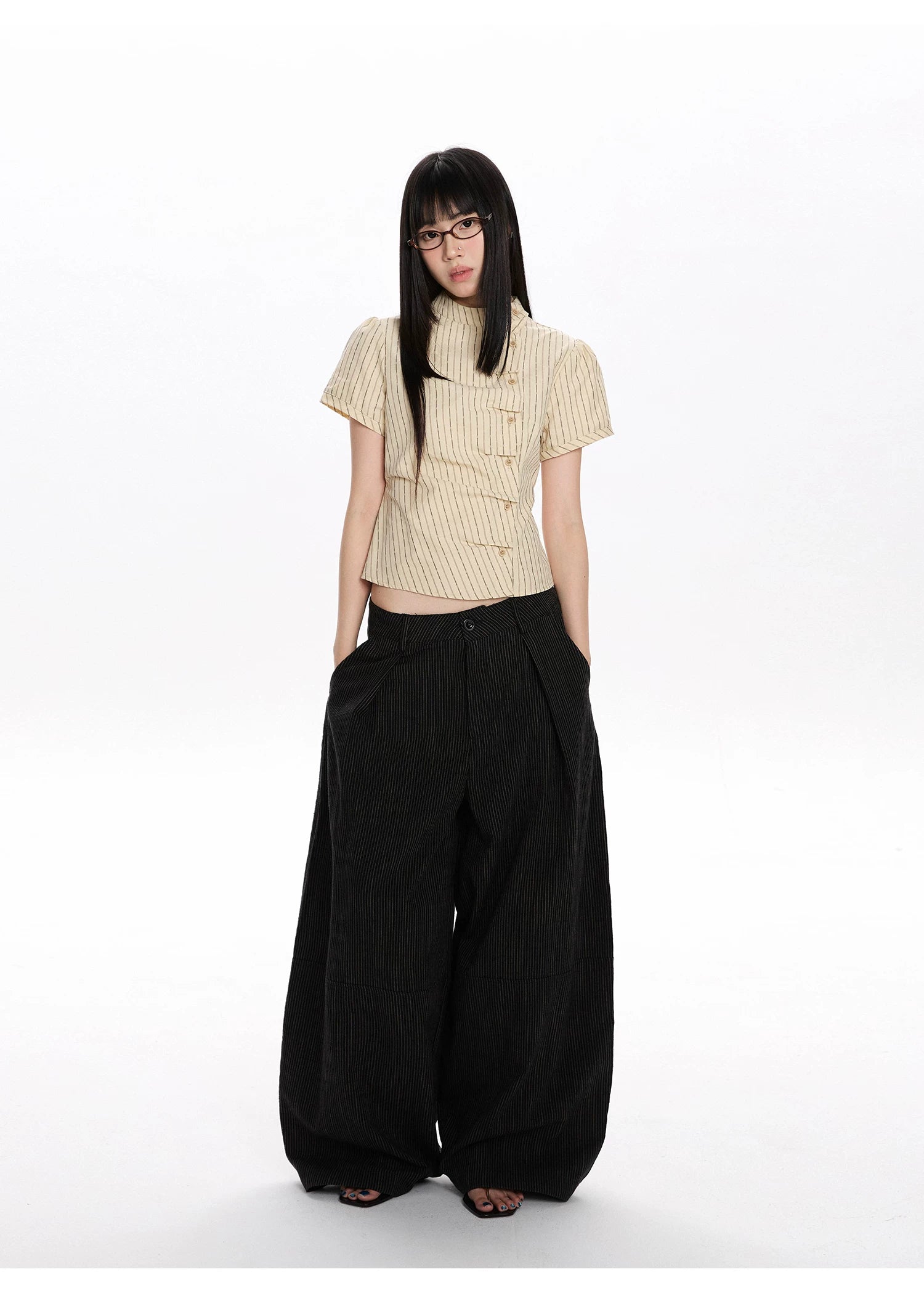 Pinstripe Tie-Back Shirt