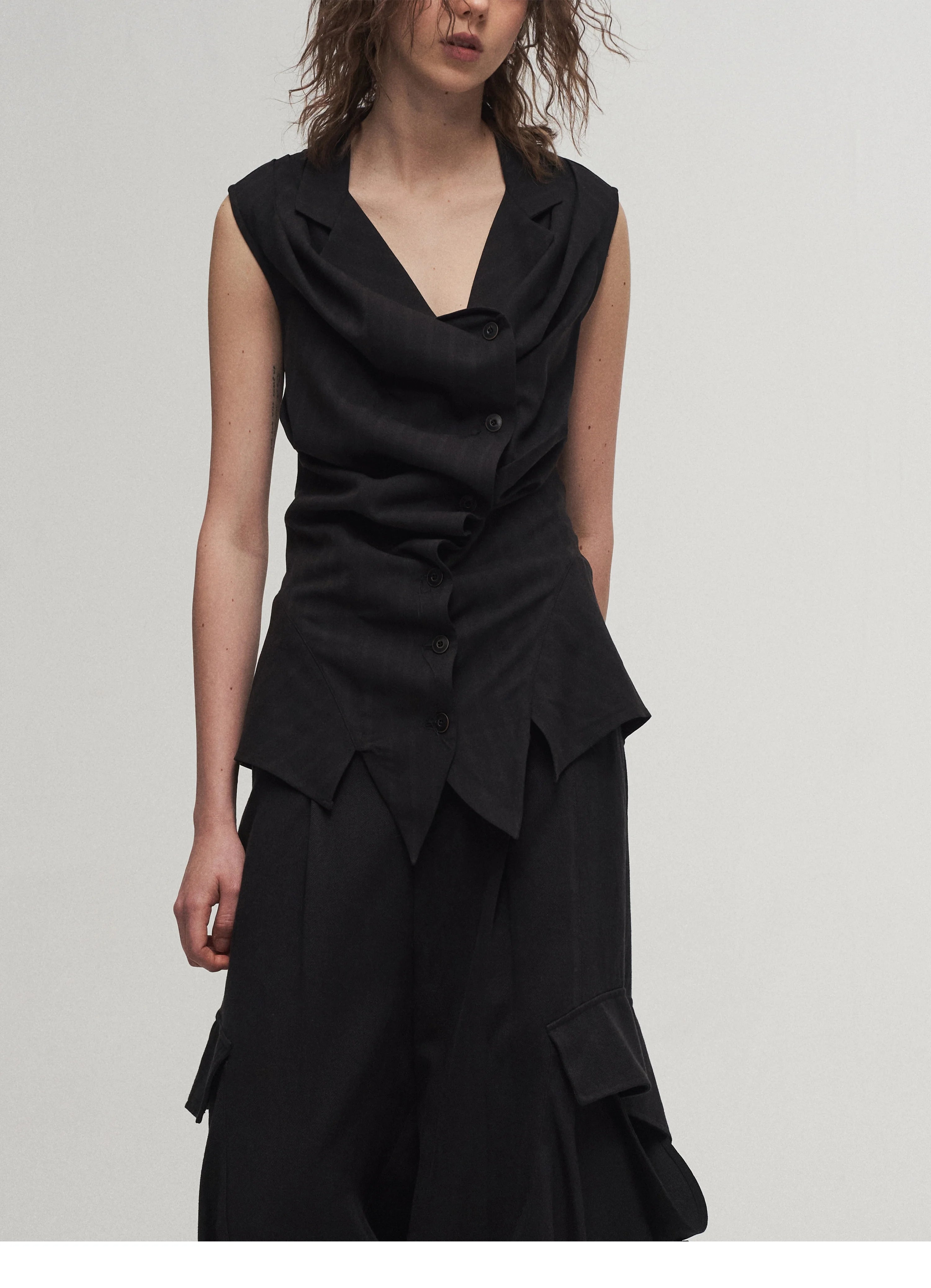 Draped Asymmetric Tailored Vest