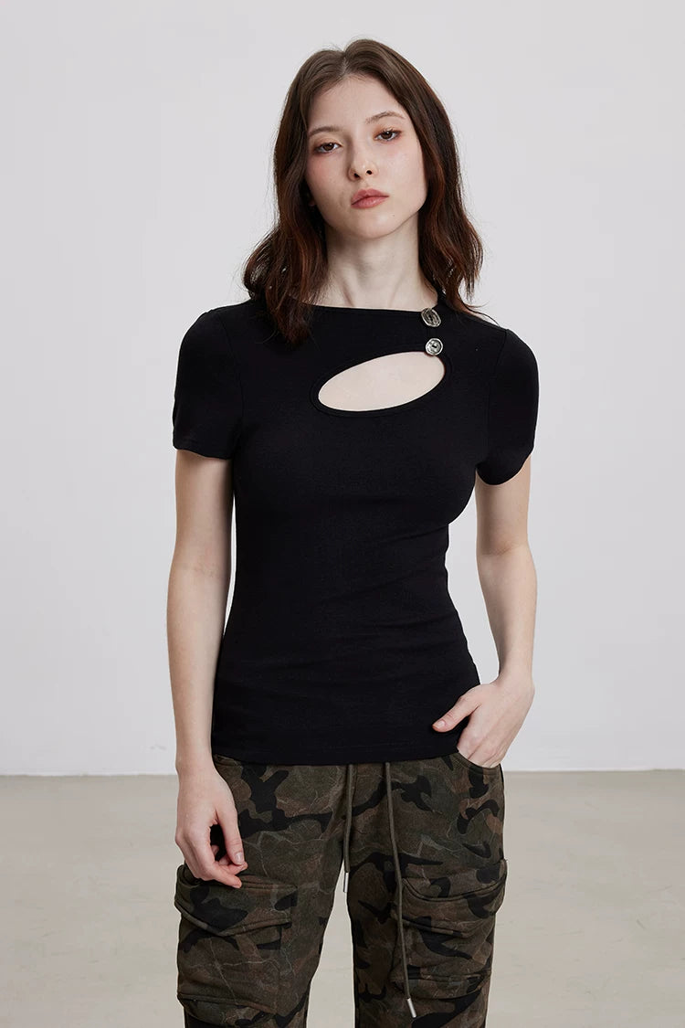 Ellipse Cut-Out Chrome Button Top