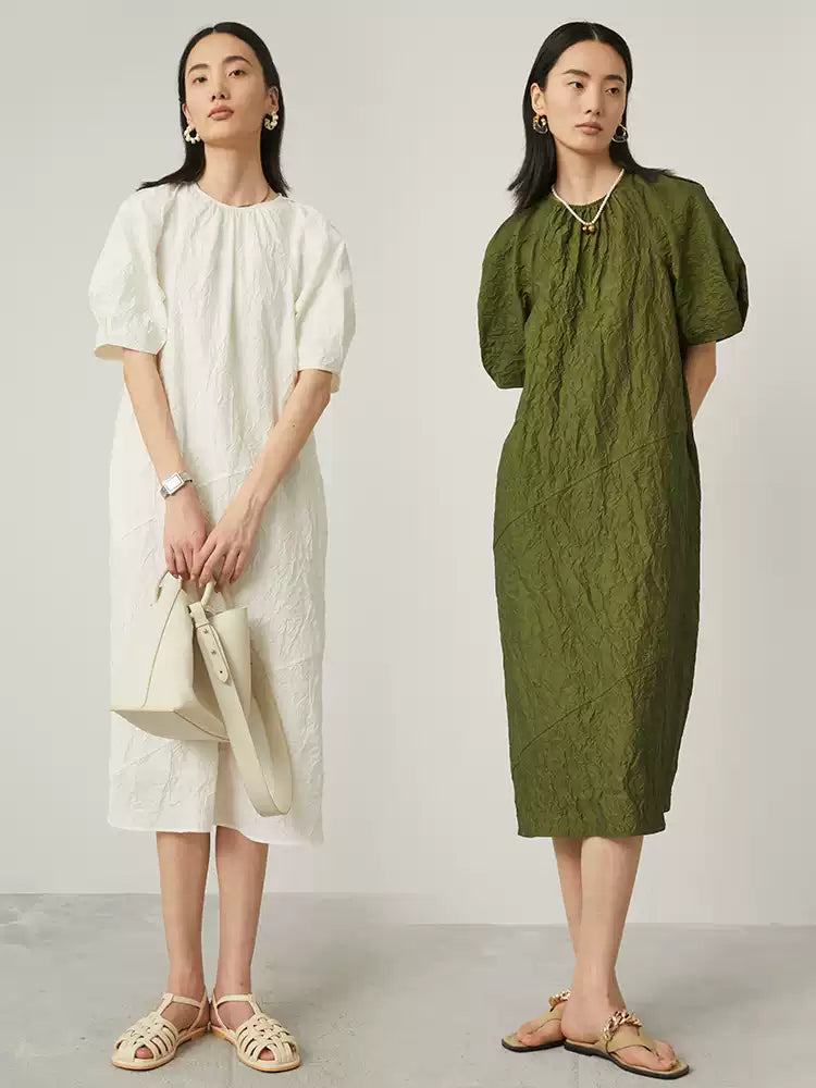 Textured Cocoon Midi Dress