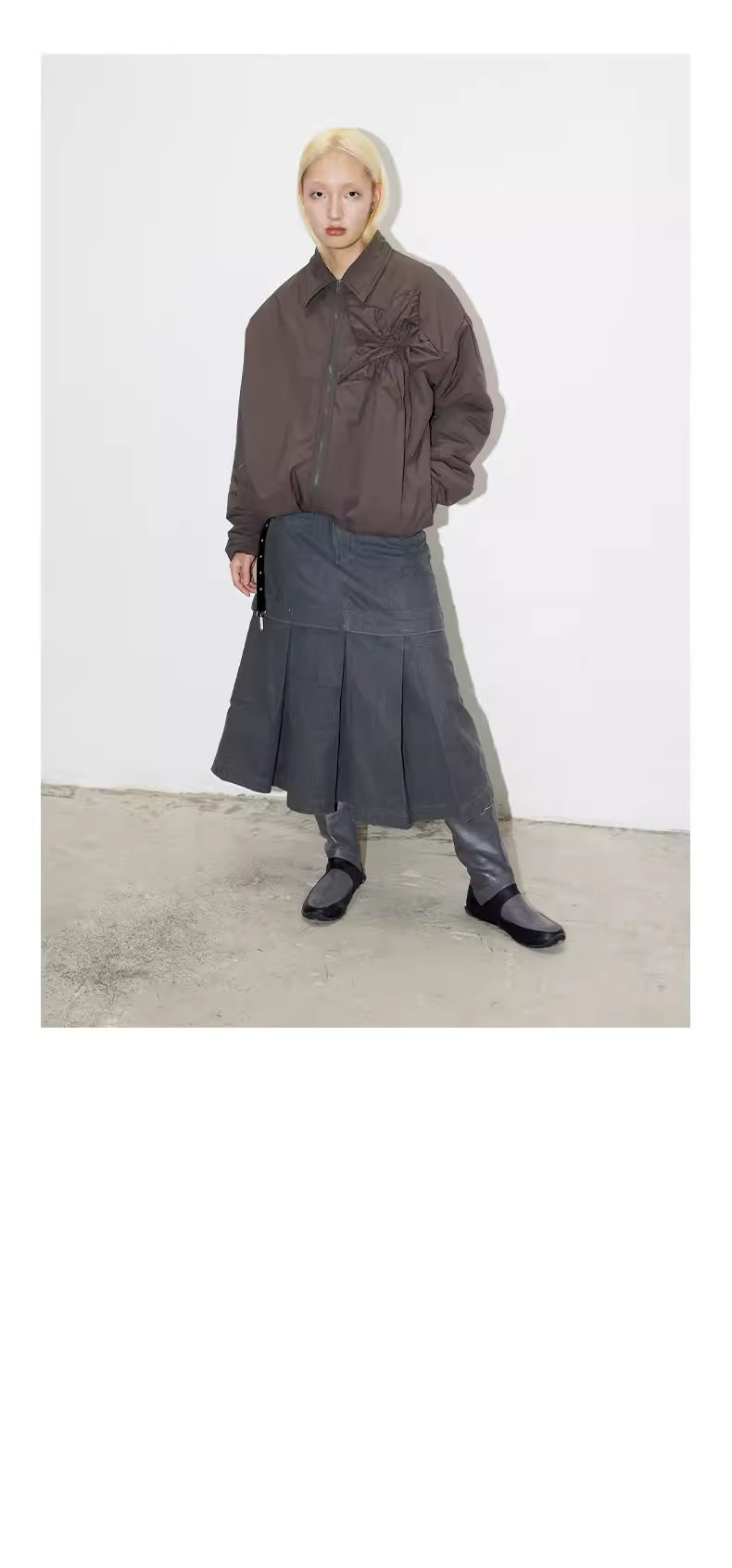 Floral Sunburst Ruched Padded Jacket