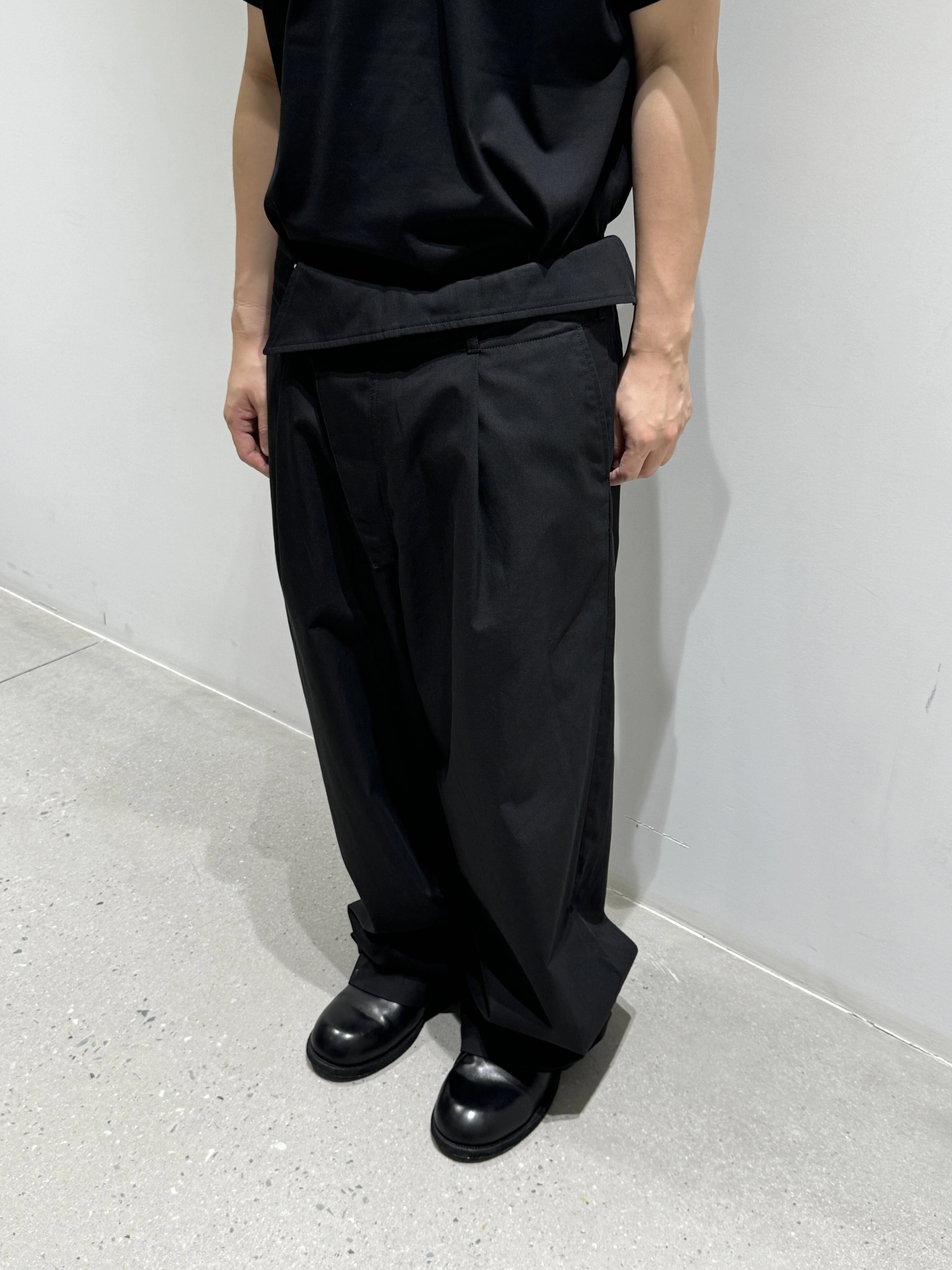 Architectural Drape Pants with Waist Overlap