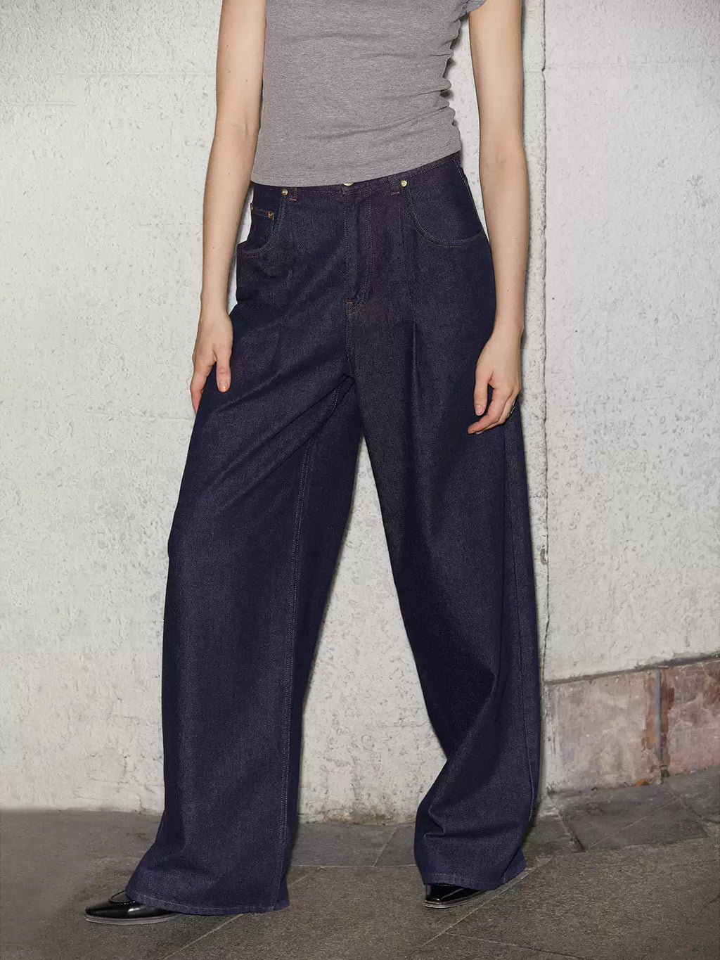 Wide-Leg Denim Jeans