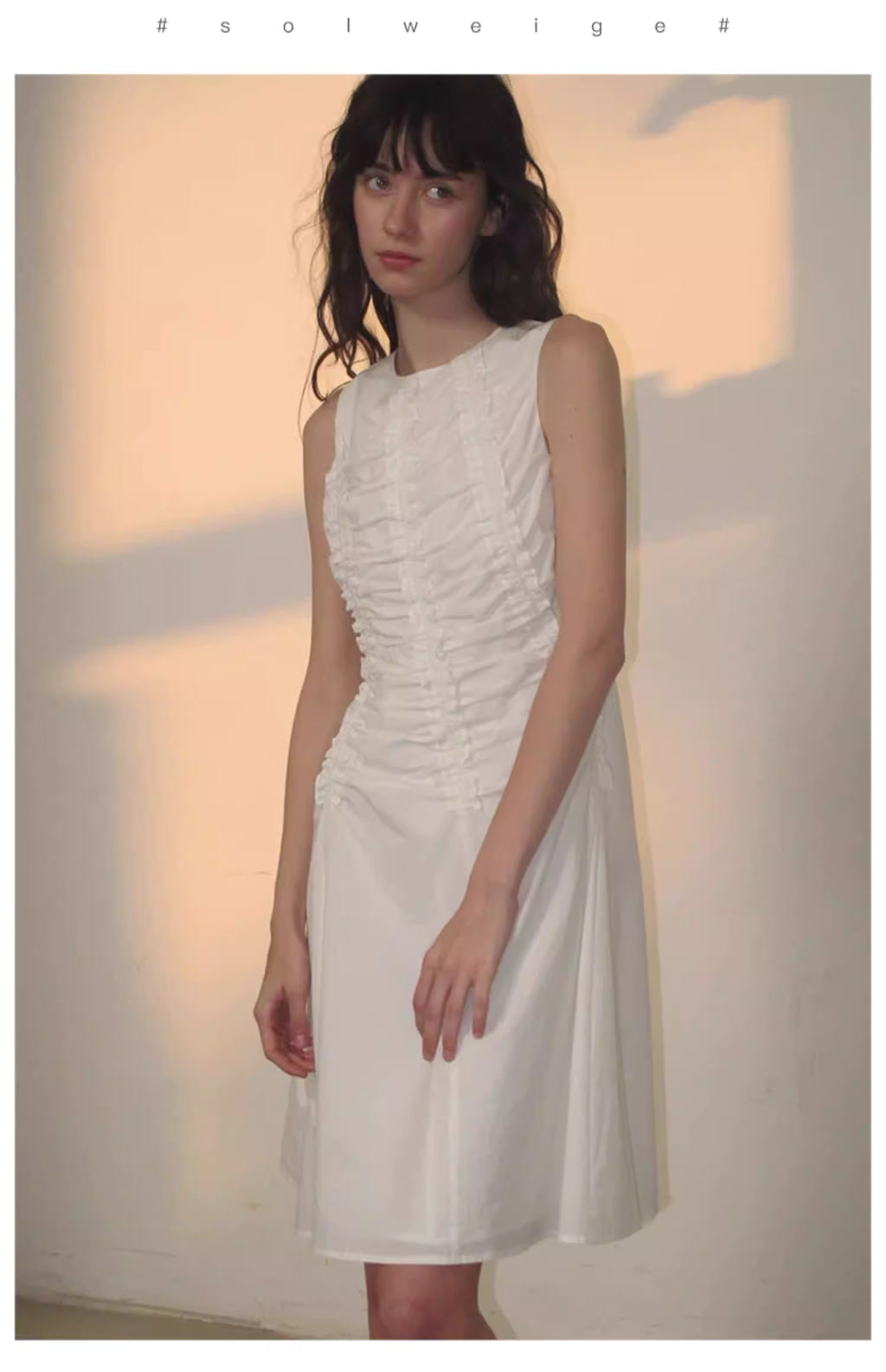 Arbour Ruched Column Dress in White or Black Ink