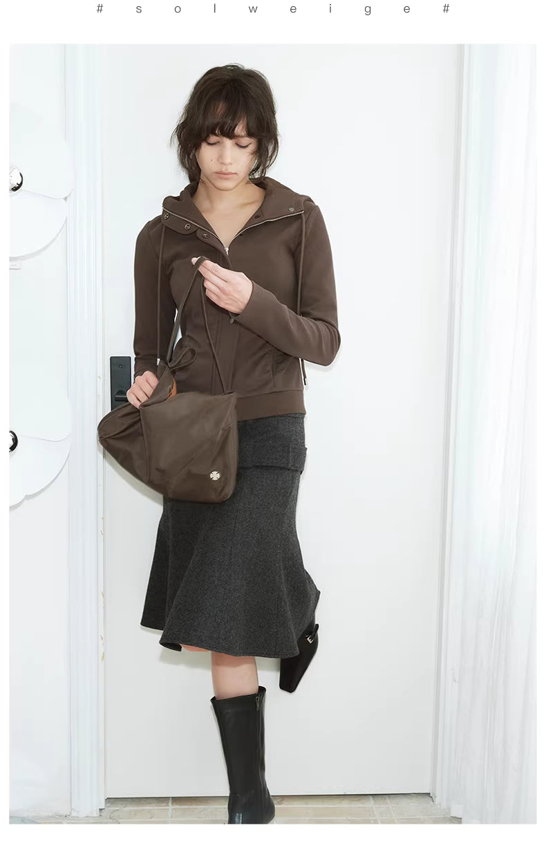Apex Sculpt Hooded Jacket in Black Ink or Coffee
