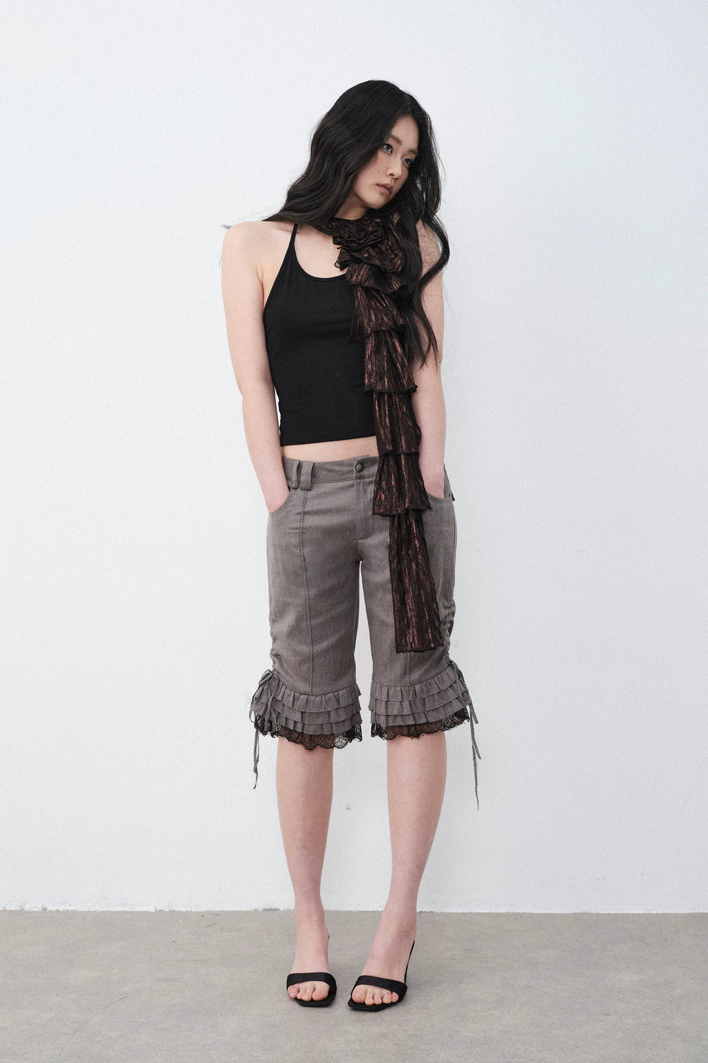 Ruffle Lace Hem Shorts