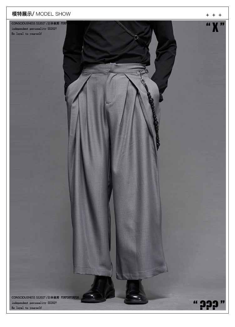 Pleated Trousers with Adjustable Waist