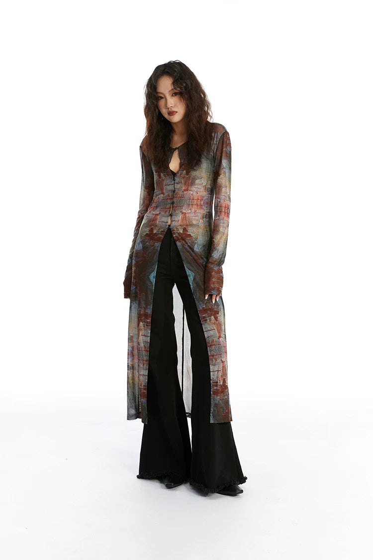 Veil Fresco Sheer Cardigan Dress