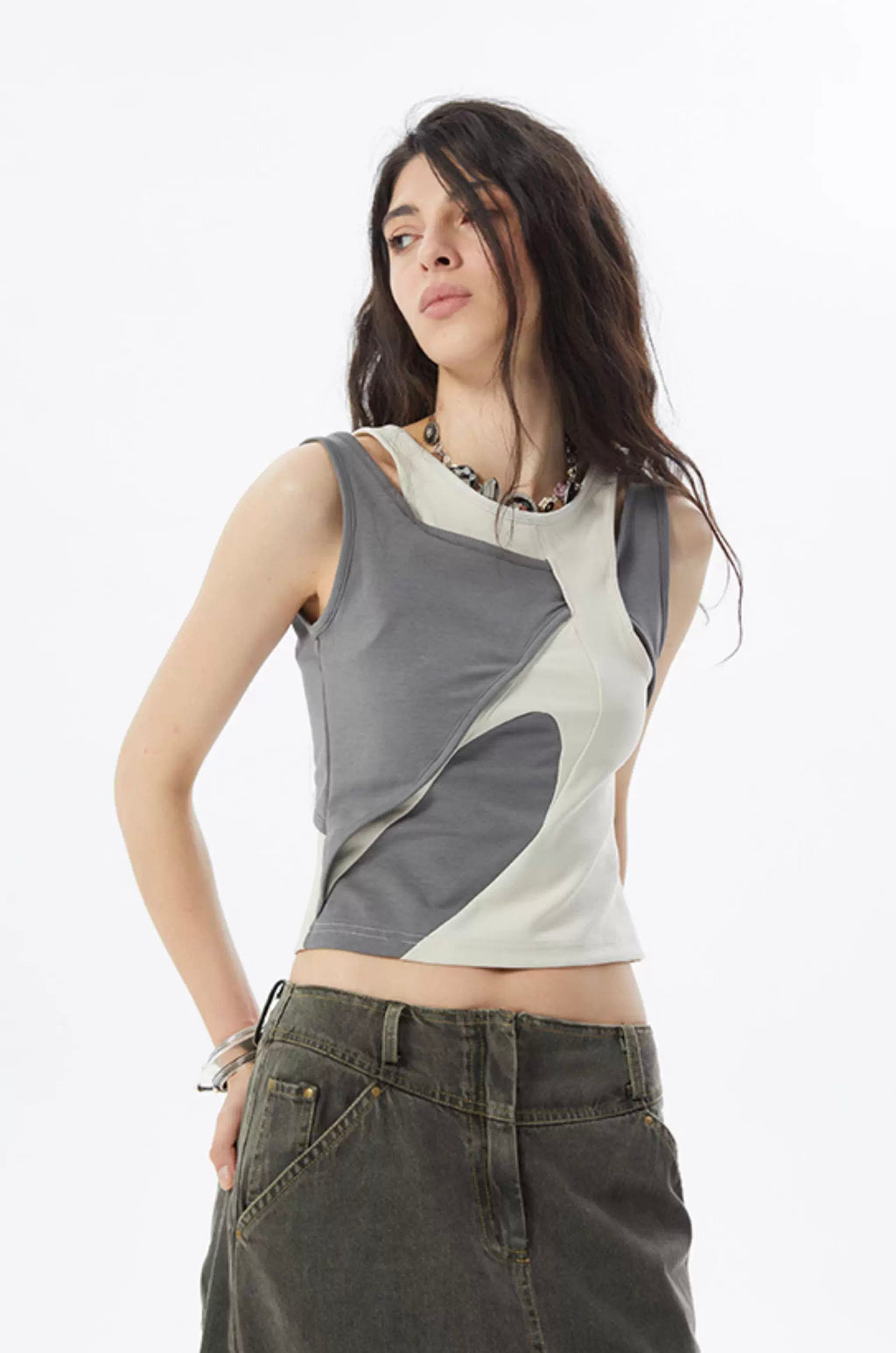 Irregular Panelled Two-Toned Tank