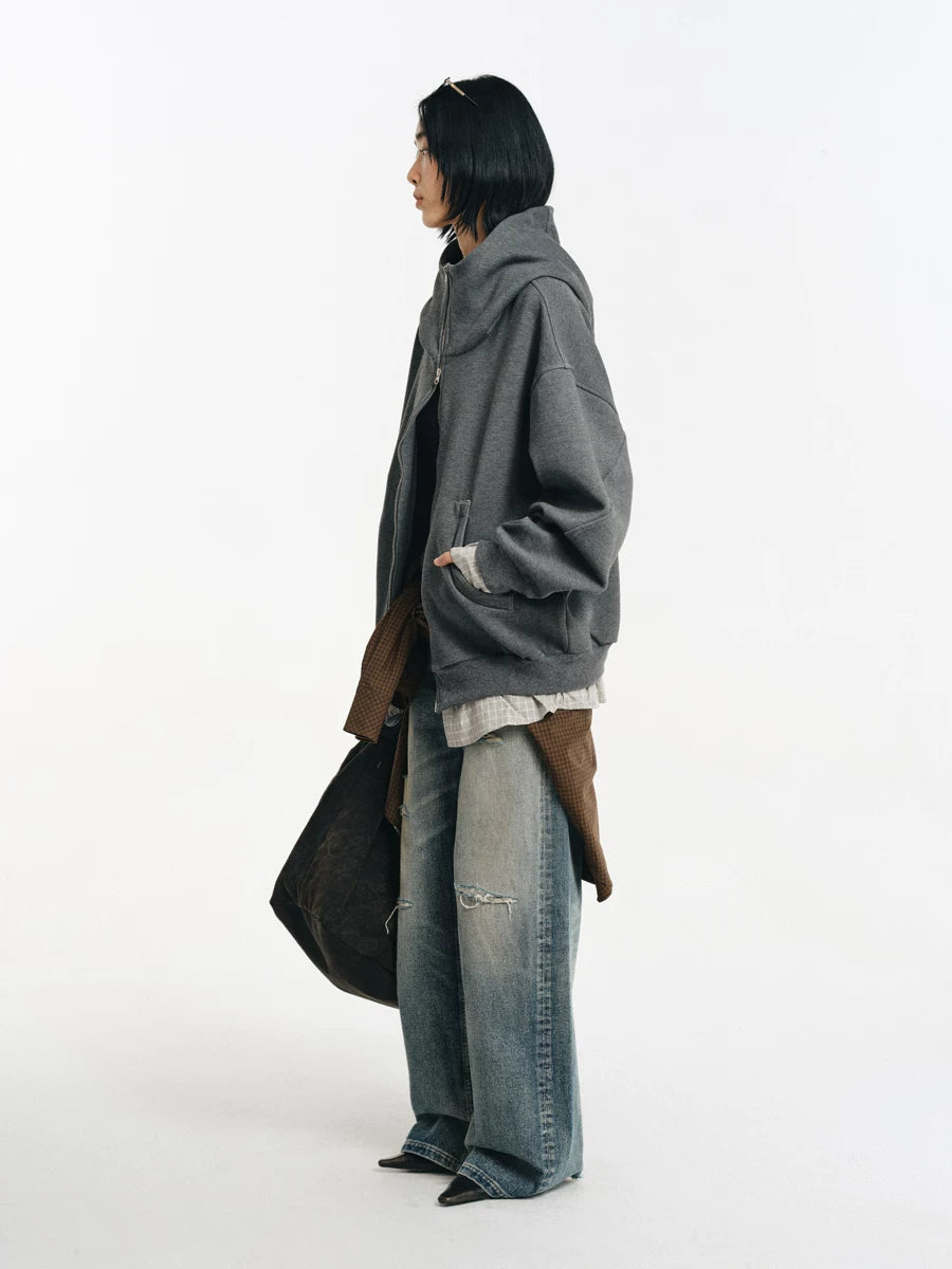 Detachable Plaid Layer Hoodie