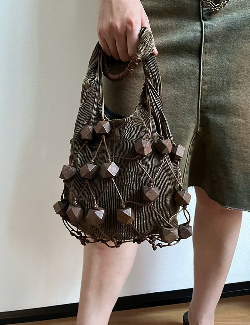Cord Lattice Bead Bag